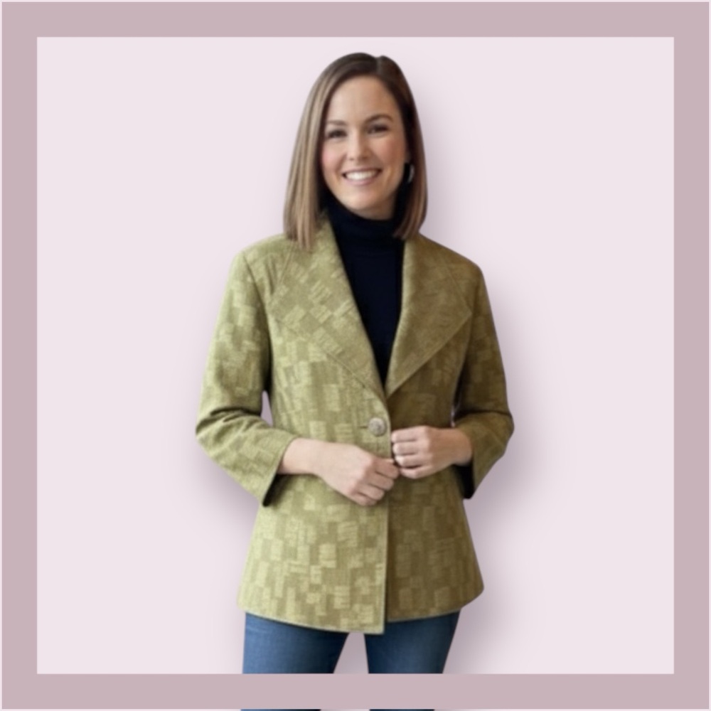 Erin Paige Olive Green Jacquard Textured Jacket